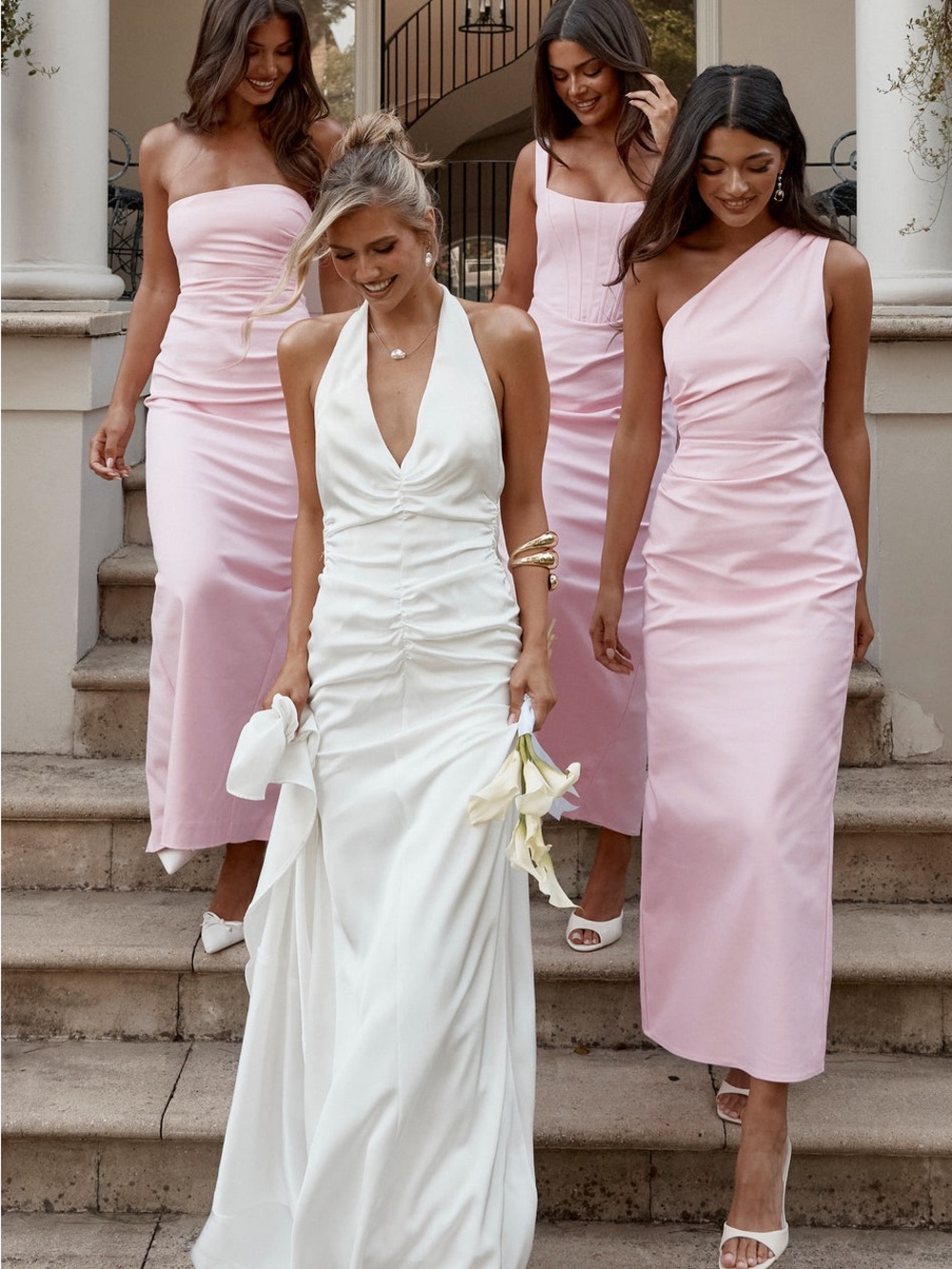 One-Shoulder Pink Evening Dress (Bridesmaid/ Wedding Guest)